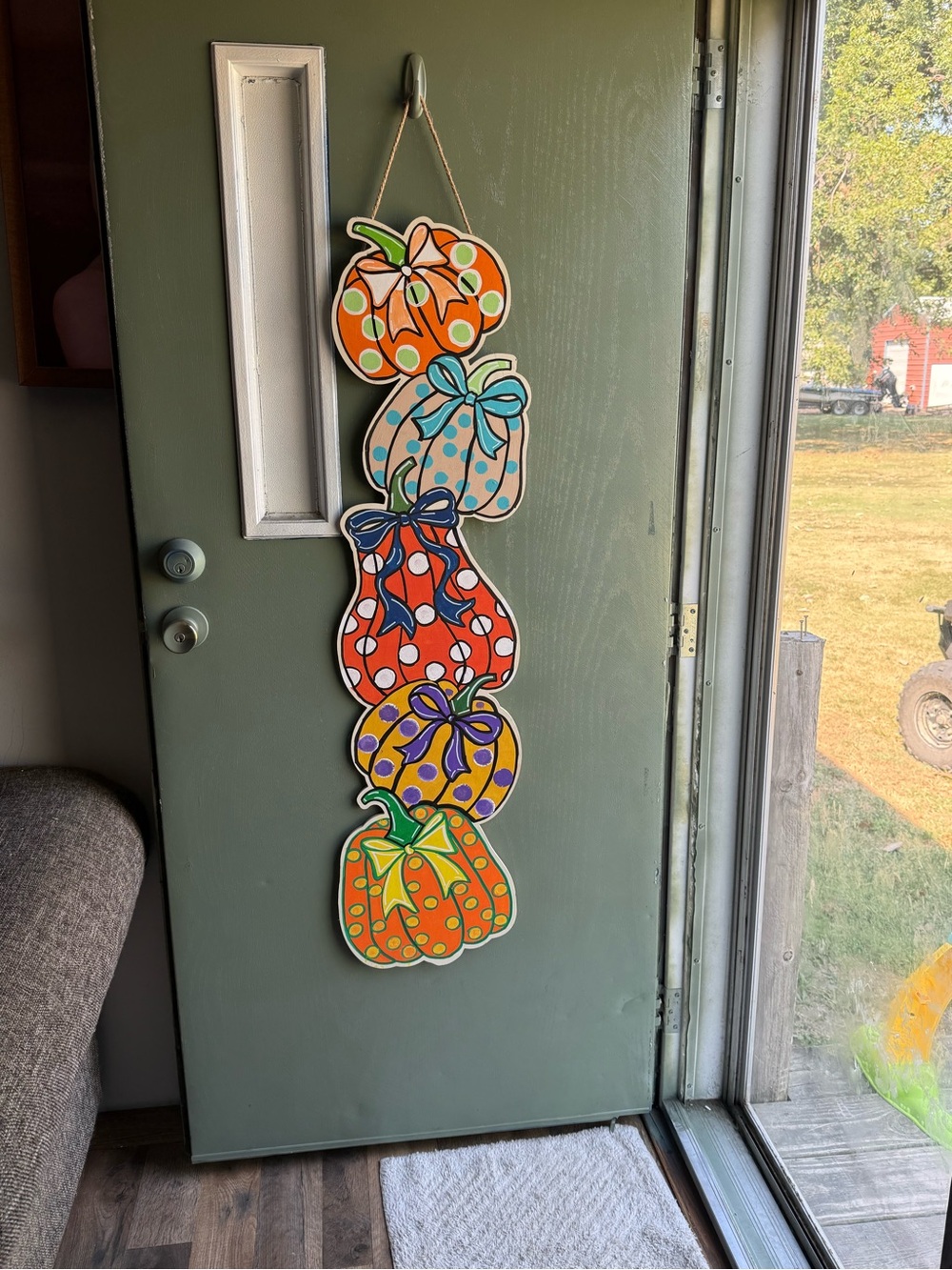 Holiday Pumpkin Stack Door Hanger - Multicolor